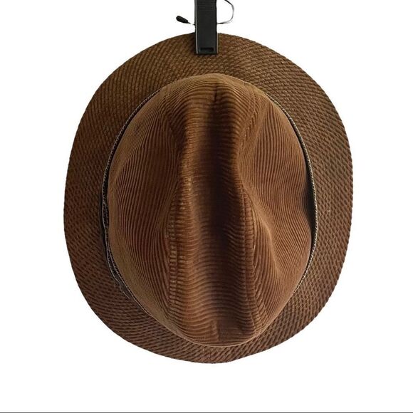 BILTMORE vintage brown corduroy fedora hat brown - Picture 2 of 12